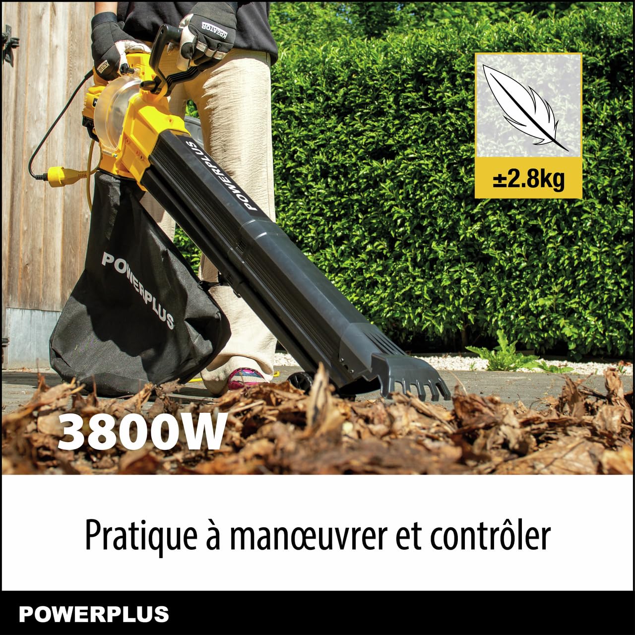 Powerplus Soplador de Hojas Eléctrico POWXG4039 - Soplador Aspirador de Hojas Electrico de 3300 W - Herramientas de Jardin