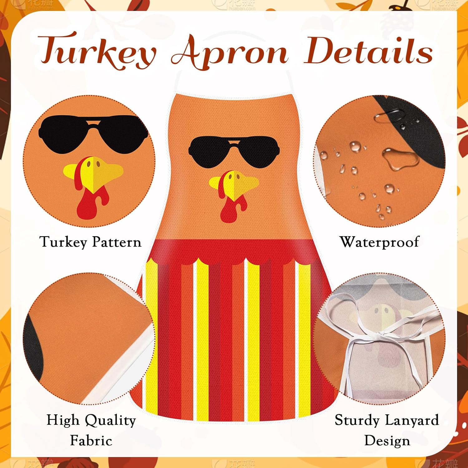 2 Pcs Thanksgiving Turkey Apron Cute Thanksgiving Day Turkey Kitchen Kids Cooking Apron Cooking Chef Aprons Funny Fall Adjustable Baking Aprons for Boys Girls Holiday Party Kitchen Gift - Image 3