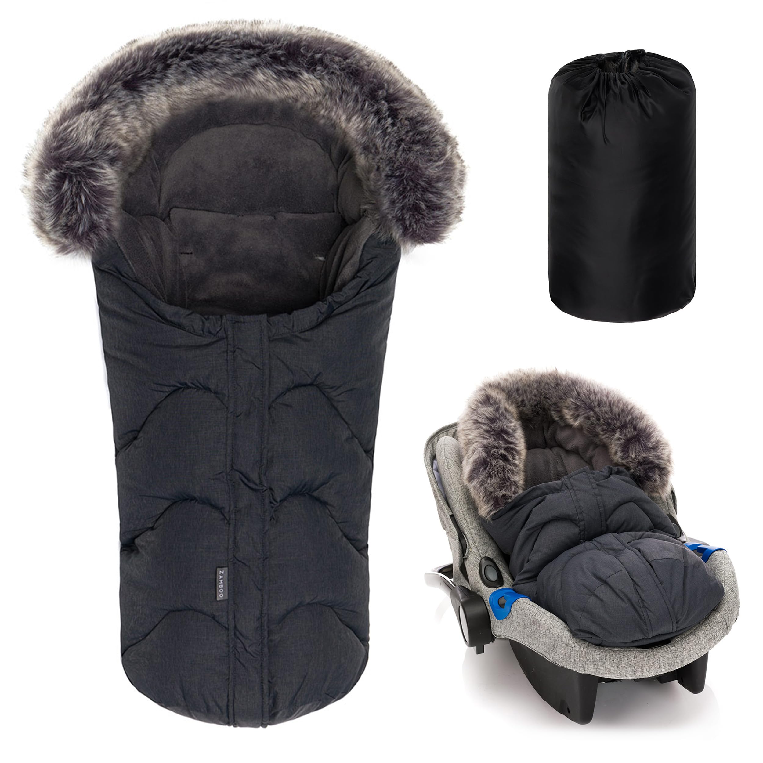 Sacco Coprigambe Passeggino 2 In 1 Zamboo – In Pile, Universale Per Carrozzina E Ovetto, Impermeabile E Antivento, Con Tasche (grigio)