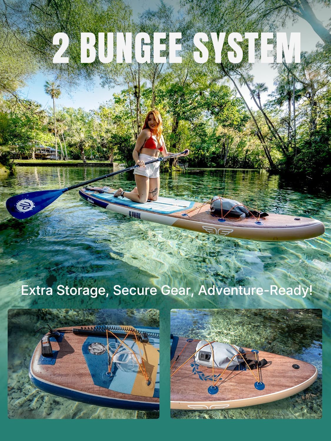 Niphean (Extra Large) Inflatable Paddle Board, SUP for 2+1 People/Family 500lbs Capacity Stand Up Paddle Board with SUP Accessories, StabilTrac Fin Non-Slip Paddleboard for Adults(Beginner Friendly) - Image 8