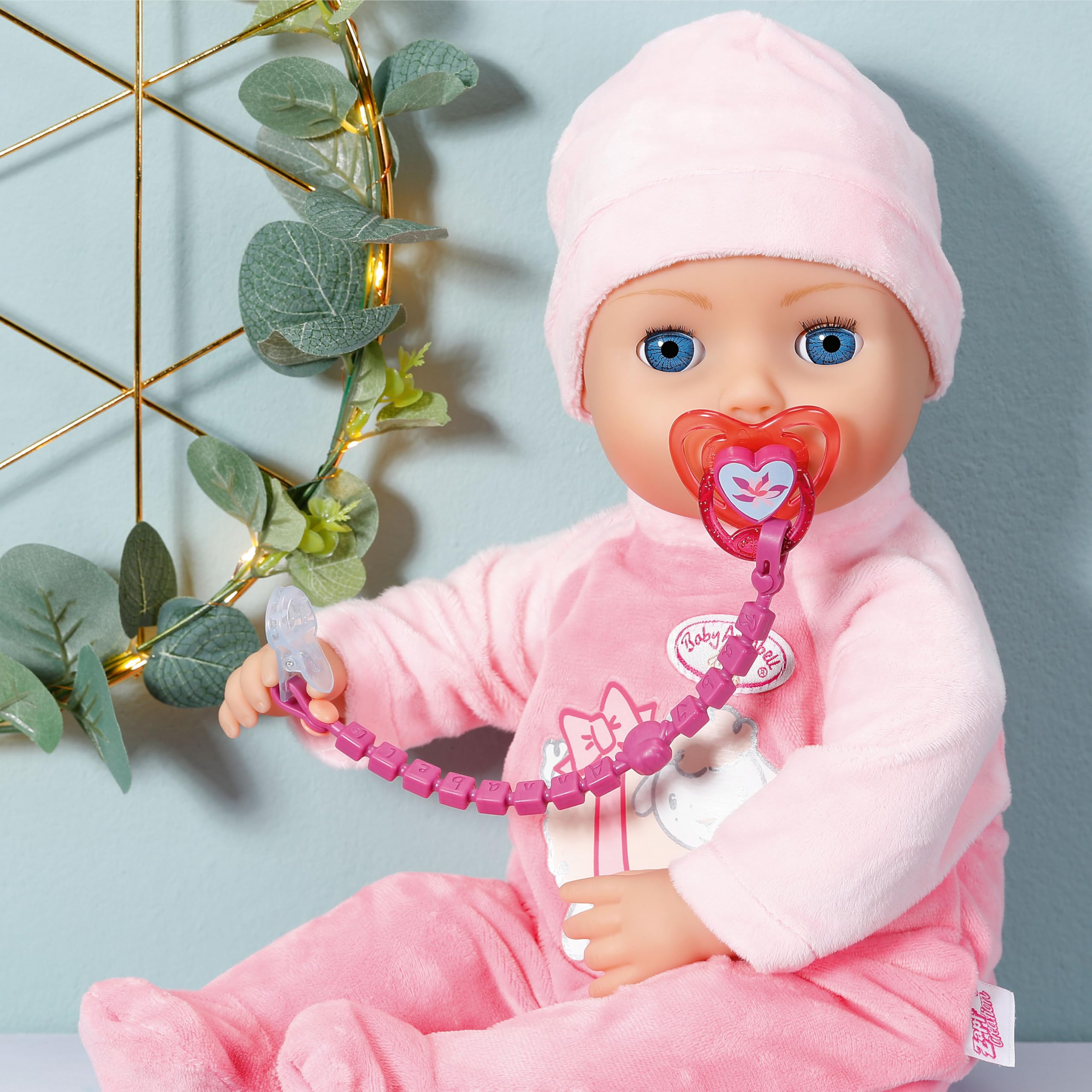 Baby Annabell Smoczek z klipsem 706831 – oryginalne akcesorium zaprojektowane dla małych dzieci – zawiera koraliki – odpowiedni dla dzieci w wieku od 3 lat, wielokolorowy