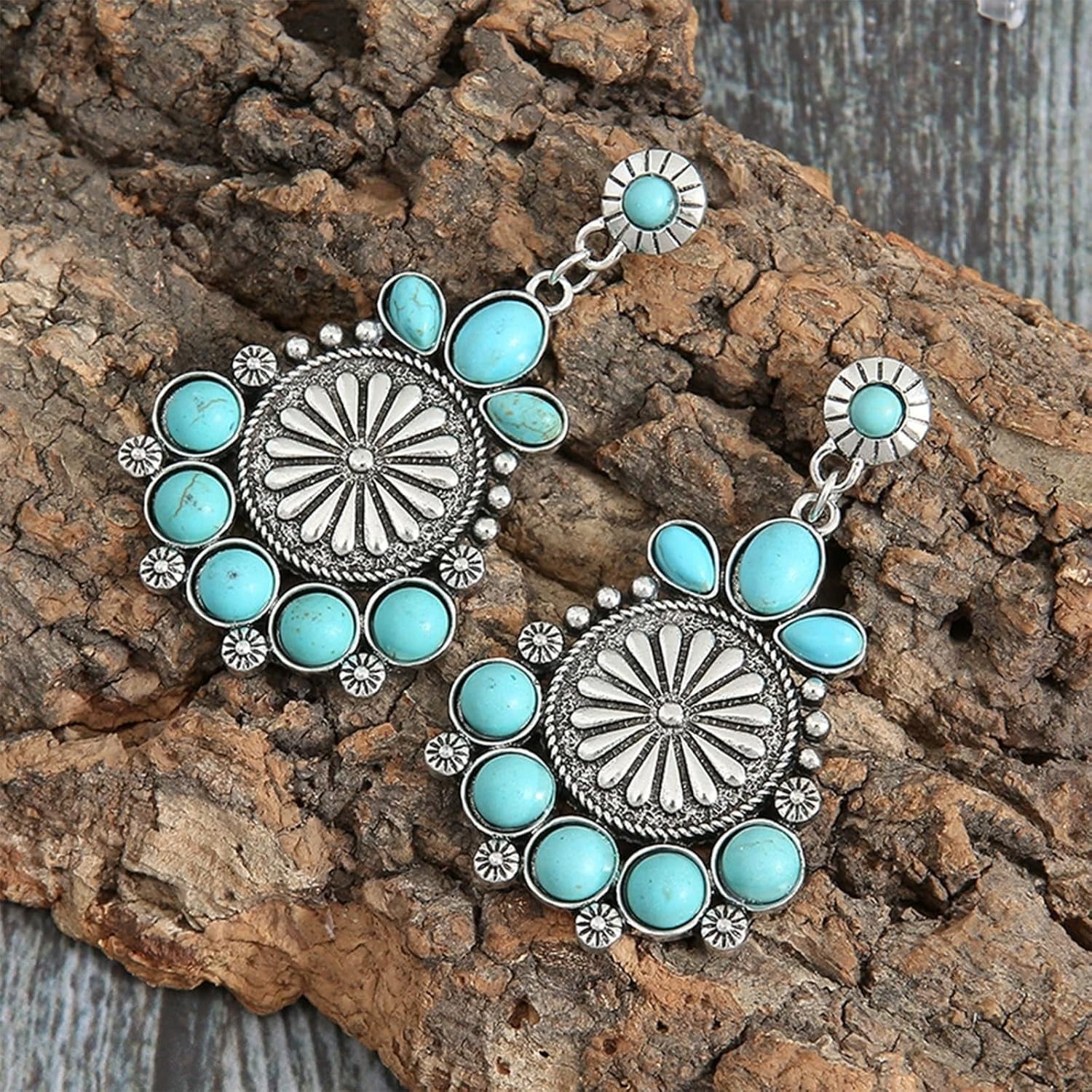Turquoise Earrings for Women Western Jewelry Country Concert Outfits for Women Cowboy Chic Rodeo Outfit Shirts Dress Accessories - Image 7