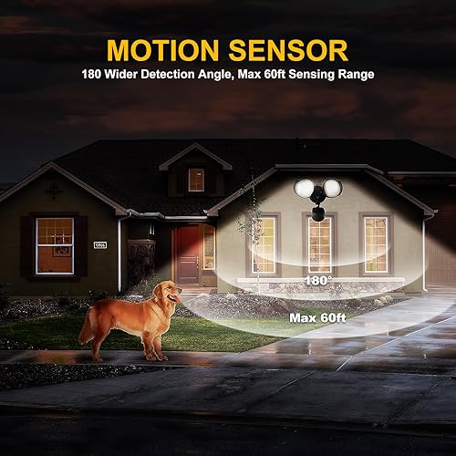 Miniatura 3 de Dayturn Luz LED de seguridad para exteriores con sensor de movimiento, luces de inundación de atardecer a abajo, 30 W, 3000 lúmenes, 3000 K y 5000