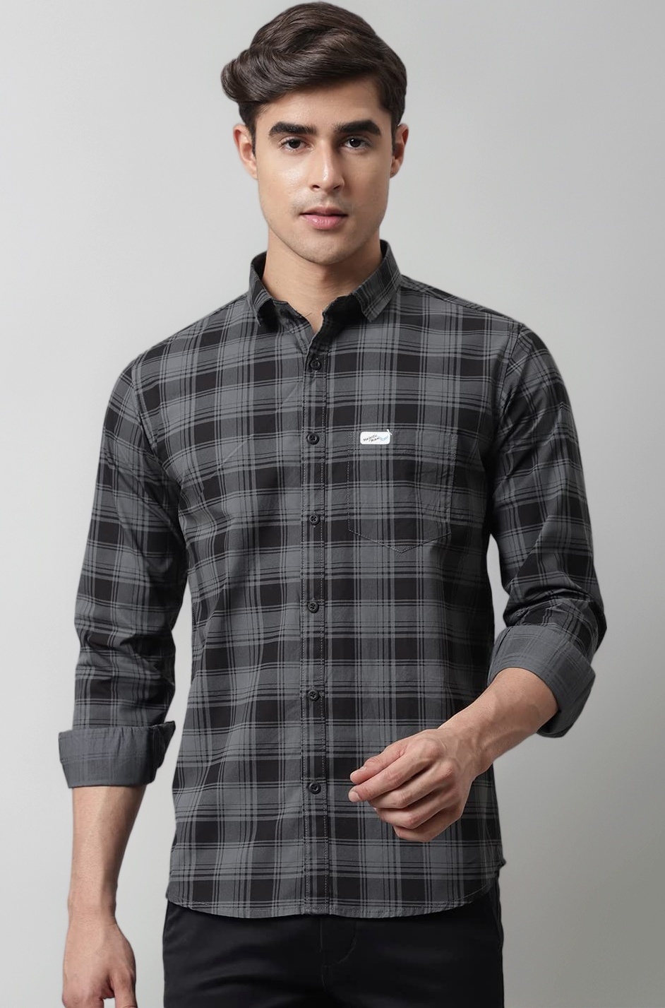 Cotton Checkered Slim Fit Casual Shirt For Men