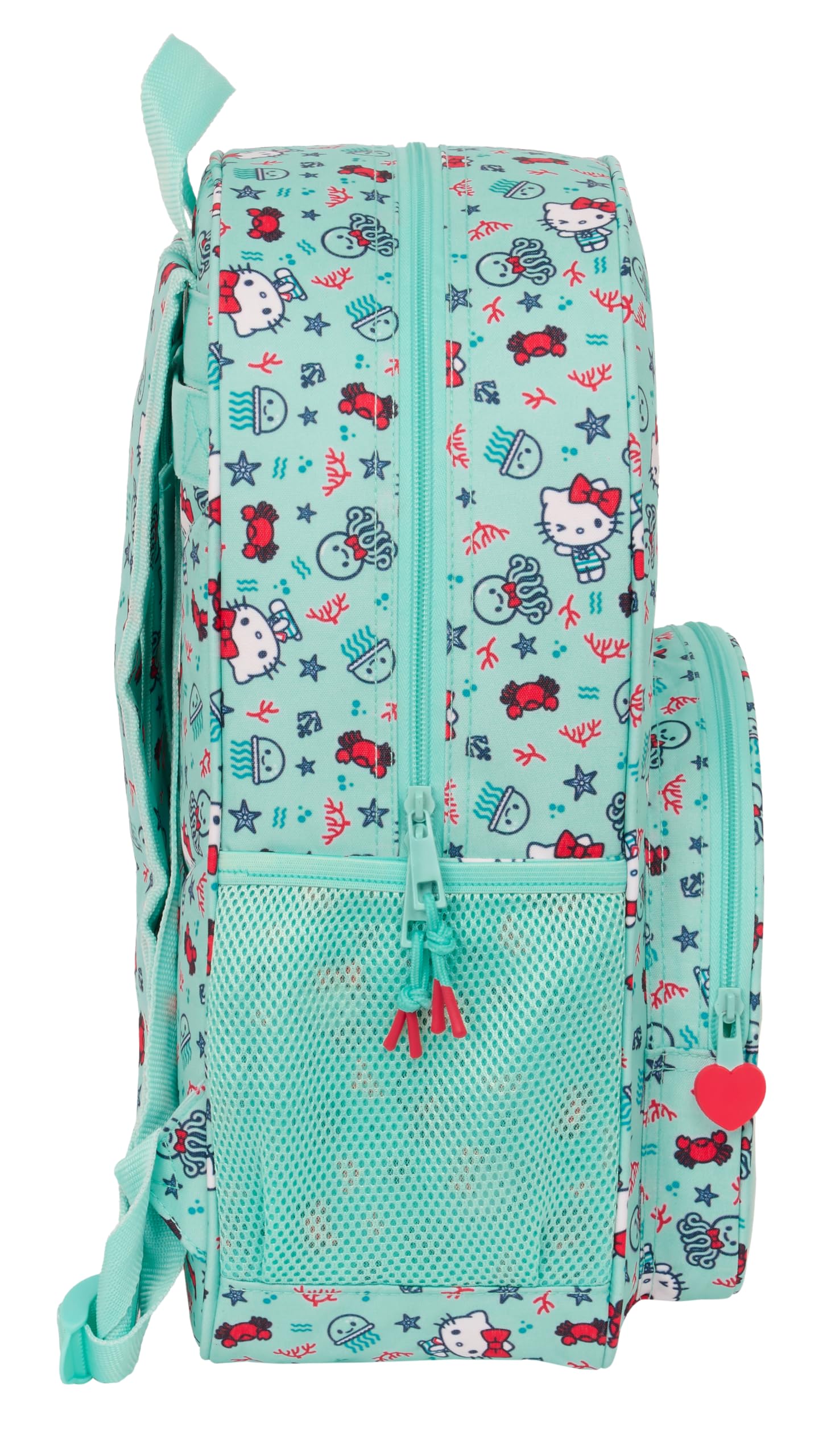Safta HELLO KITTY SEA LOVERS - Mochila Escolar Niño, Mochila Niño, Mochila Infantil, Adaptable a Carro, Ideal para Niños en Edad Escolar, Cómoda y Versátil, Resistencia, 33x14x42 cm, Color Turquesa