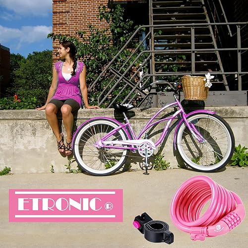 Miniatura 6 de Etronic, candado de seguridad para bicicletas M6, se enrolla solo, se puede restablecer la combinación, candado con cable, de 6 pies x 38 pulgadas