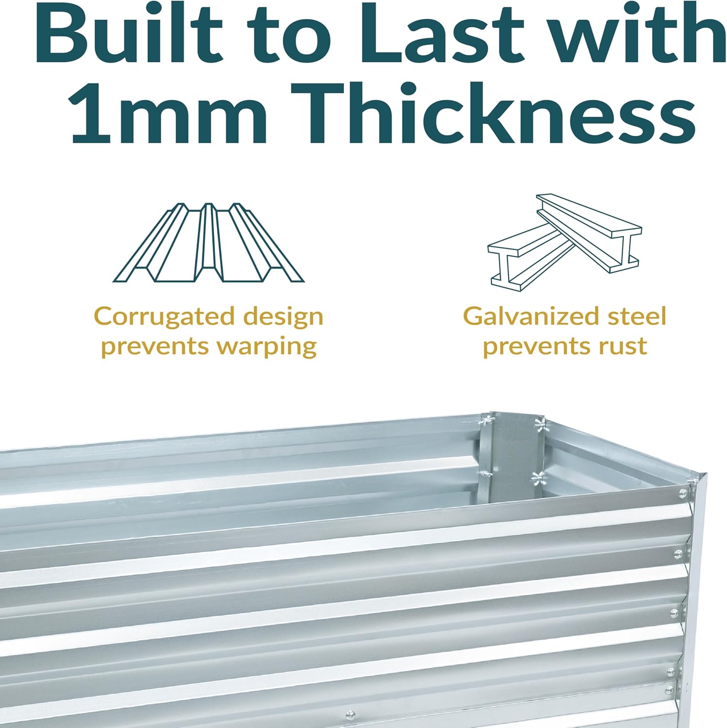 Sunnydaze Silver Galvanized Raised 47" W x 23" D x 24" H Rectangle and 2-Tier Garden Bed