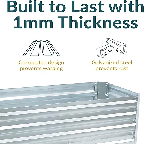 Miniatura 60 de Sunnydaze Cama de jardín de metal elevada de 11.75 pulgadas de alto, cama de jardín elevada galvanizada para exteriores para verduras y flores