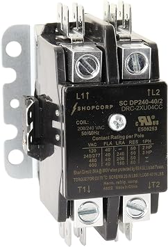 2 Pole AC Contactor 40 Amp 220V / 240V Coil, Definite Purpose Magnetic Contactor for Motor Load, HVAC, Refrigeration, Lighting & Heat Pump, UL Listed