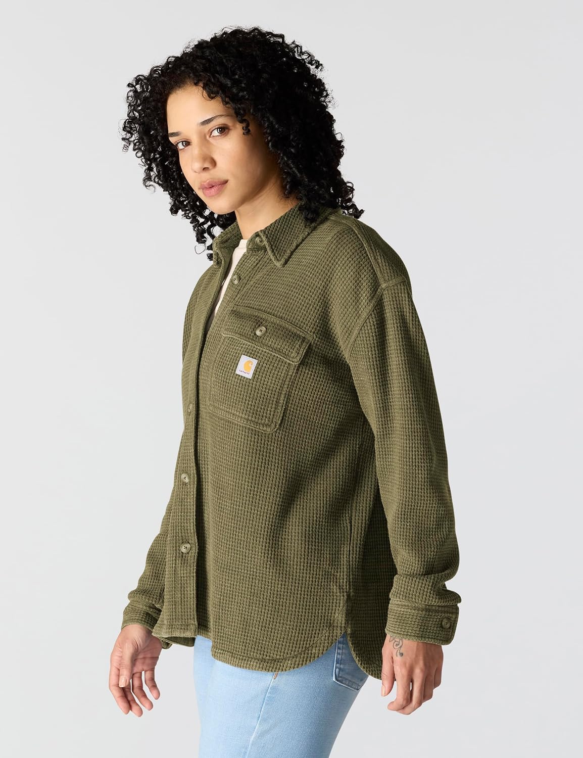 Carhartt Womens Oversized-fit Heavyweight Waffle Knit Shirt - Image 2