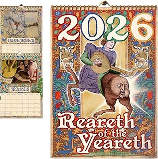 Reareth of the Yeareth 2026 • Funny Medieval butts Calendar 2026, Funny Medieval Themed Wall Calendar with Humorous Art, Spiral-Bound Wall Calendar with Absurd Illustrations, Gift for Humor Lover