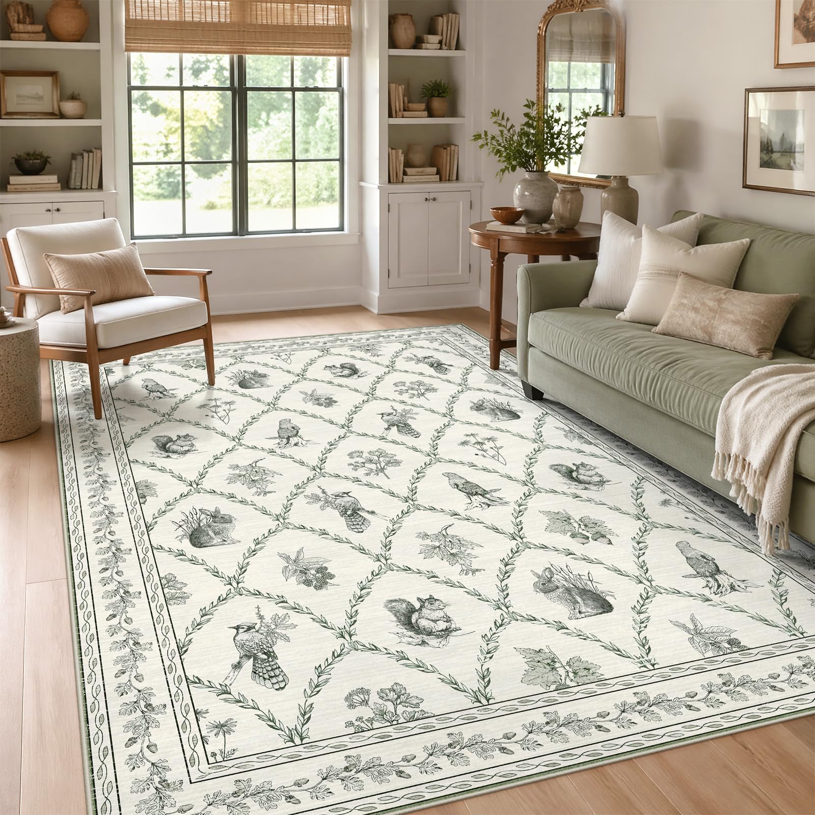 Amazon.com: Dadasgk Green Area Rug 6x9 Olive Green and Beige Cream