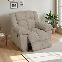 Vista 21 de Juego de sofá reclinable de pana, sofá reclinable manual con portavasos/mesa auxiliar, cómodos sofás reclinables de tela, juegos de muebles de sala