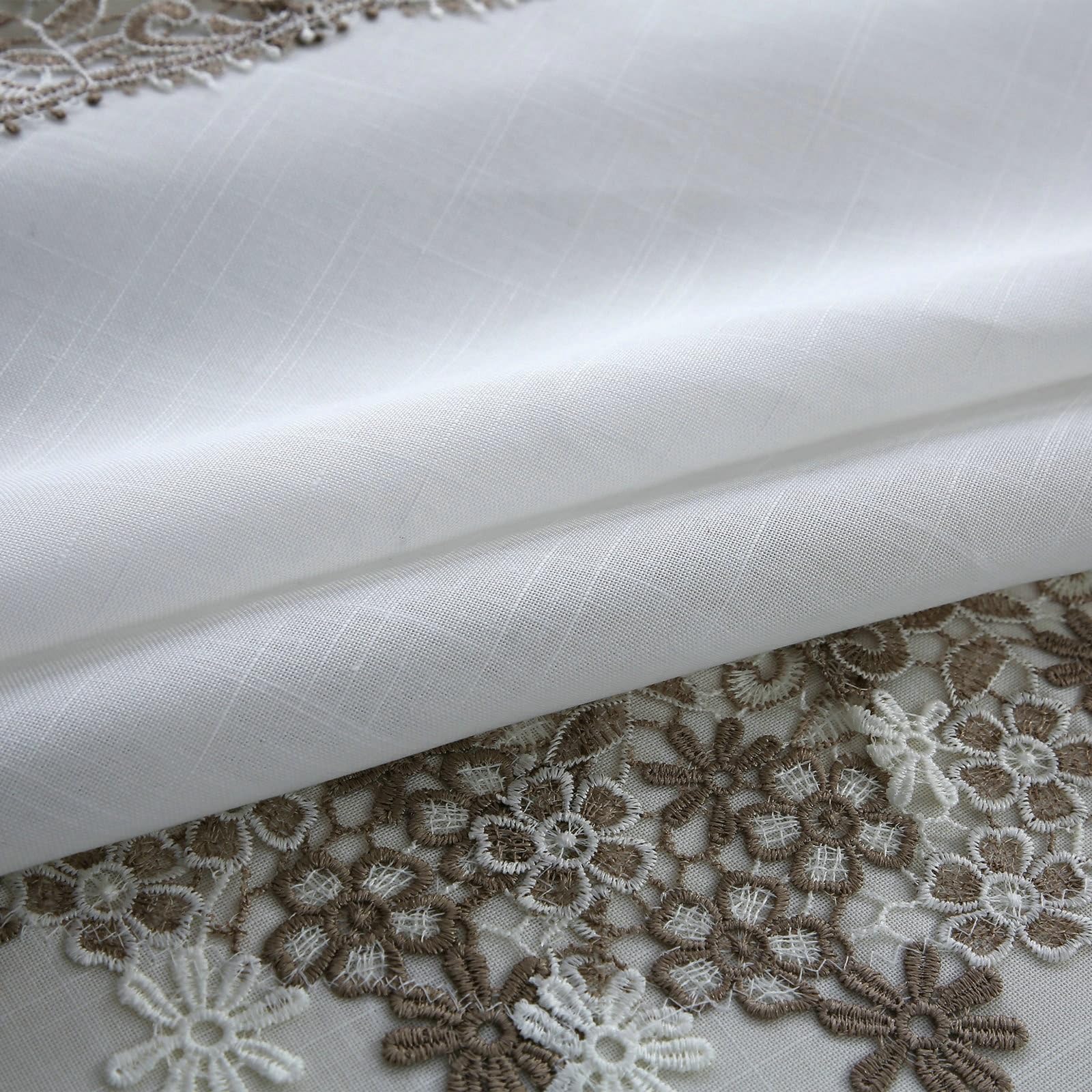 Mantel redondo blanco, flores bordadas manteles de poliéster 150 cm