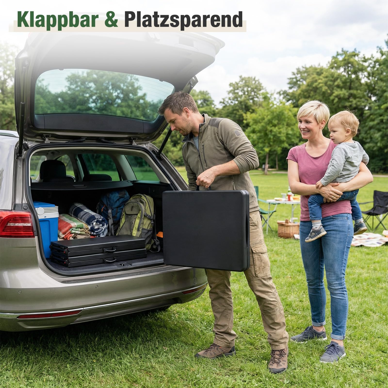 Sekey Gartentisch Klappbar Wetterfest | Klapptisch 152x70 cm Tisch Klappbar Kunststoff 6 Personen | Campingtisch Balkontisch Buffettisch Partytisch mit Tragegriff, Schwarz