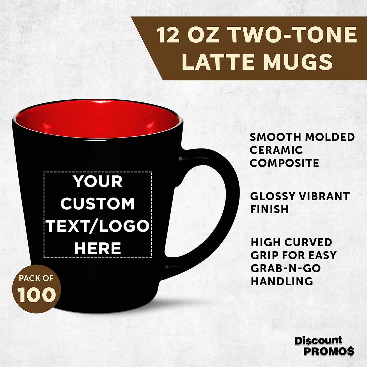 Custom Ceramic Coffee Latte Mugs 12 oz. Set of 100, Personalized Bulk Pack - Perfect for Coffee, Tea, Espresso, Hot Cocoa, Other Beverages - Red - Image 3