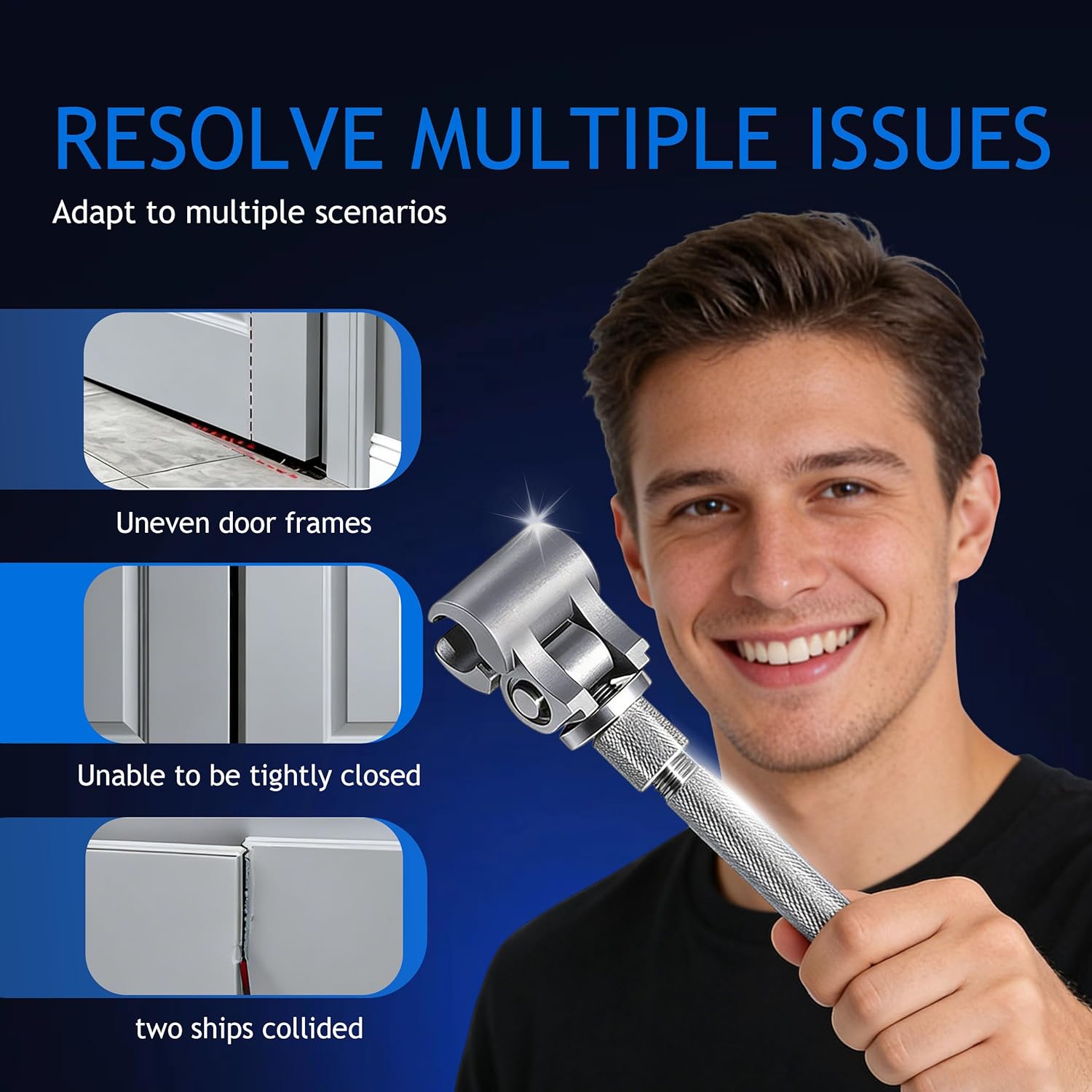 Heavy-Duty Door Hinge Adjustment Tool Kit – Adjustable Opening & Dual-Ended Wrenches, Stainless Steel, Easy Operation, Fits 0.04-1.26" Hinges, for All Interior & Exterior Hinge Types