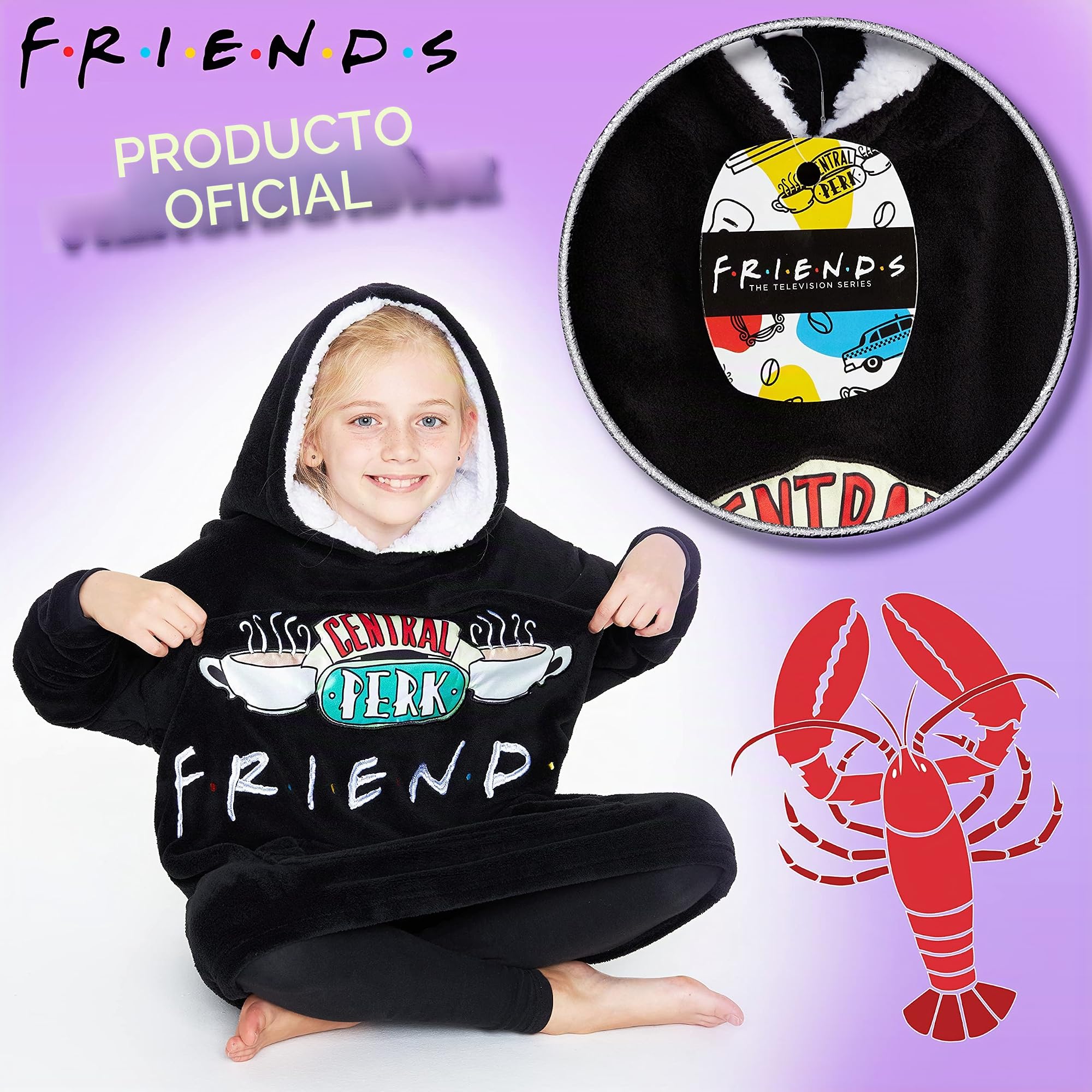 FRIENDS Sudadera Niña, Bata Manta con Mangas con Forro Polar de Central Perk