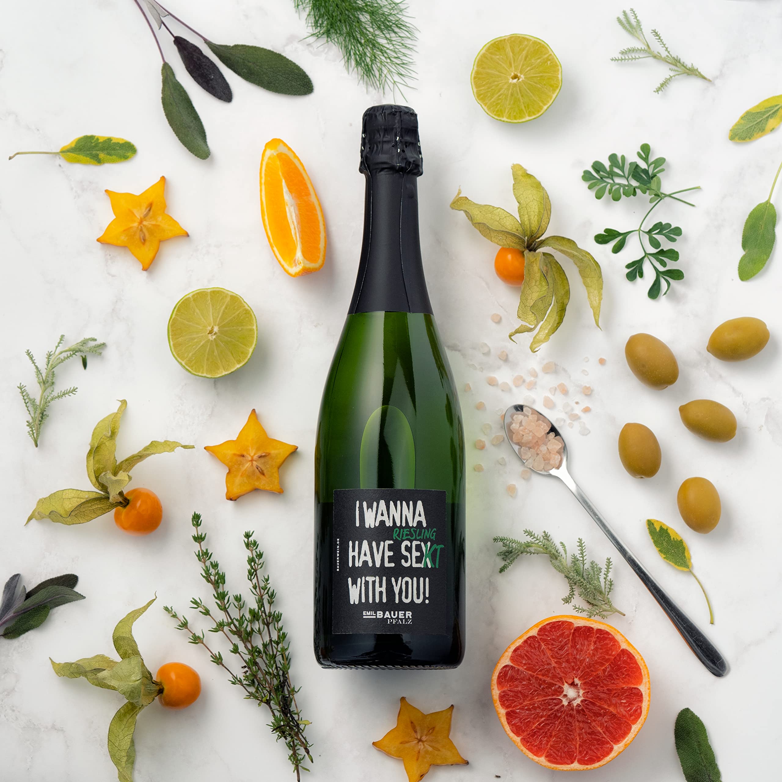 Emil Bauer Riesling Sekt "I wanna have Riesling Se(x) kt with you!" Trockener Sekt aus der Pfalz (1 x 0.75l) (Packung mit 6)