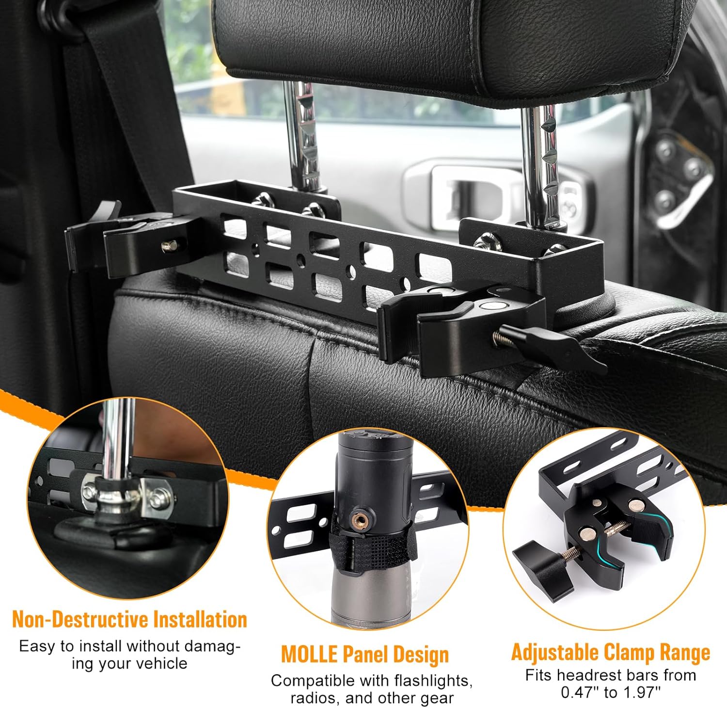 Universal Vehicle Gun Rack with Buttstock Protective Pouch Seat Back Gun Rack Aluminum Gun Rack for Truck,Cars & SUVs