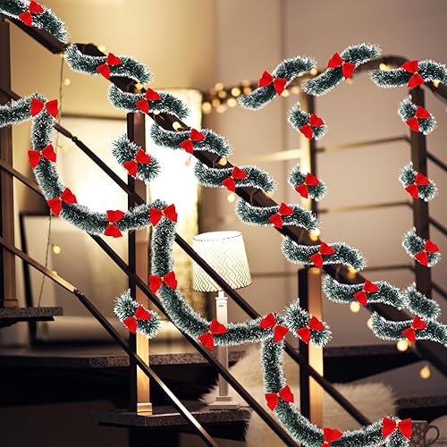 Miniatura 7 de 24 guirnaldas de oropel de Navidad de 157.4 pies, guirnalda de oropel metálica de Navidad, decoración brillante para colgar en el árbol de Navidad,