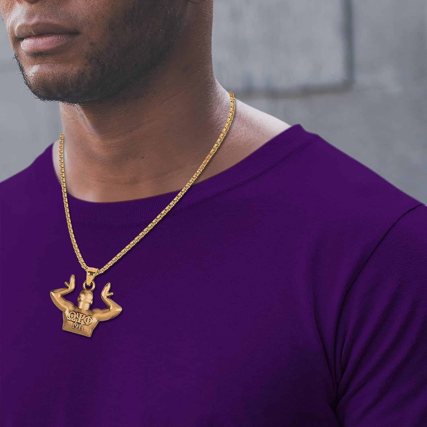 Bad Bananas BBGreek Omega Psi Phi Fraternity Paraphernalia - Dog Tag Pendant Necklace with 24 Inch Box Chain - Official Vendor