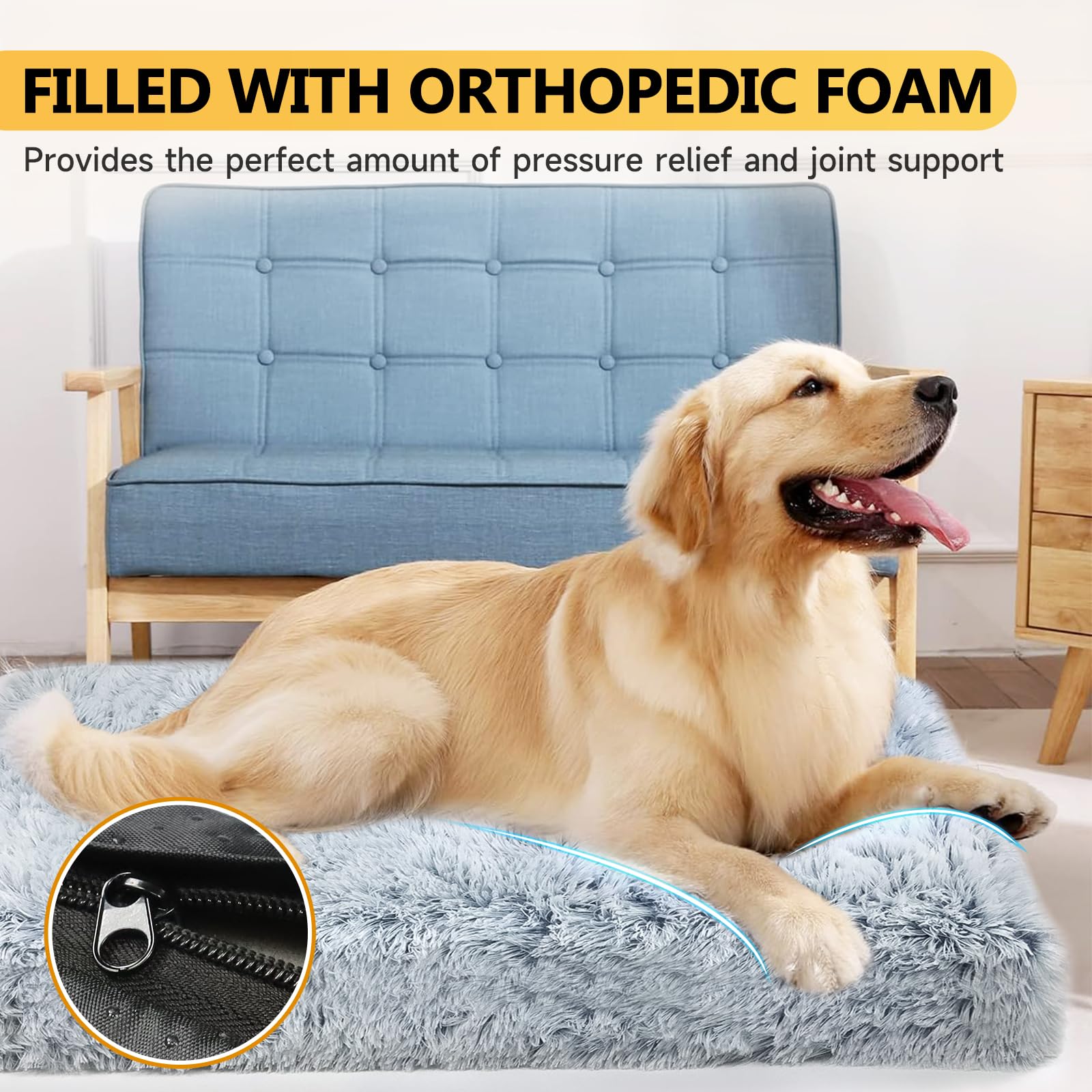 DONWEI Dog Bed Medium, Washable Dog Crate Mattress, Dog Cushion with Anti-Slip Bottom Pet Beds for Dogs 75x50x8cm, Grey - Image 2
