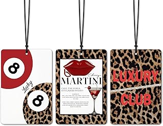 Trendy Red Retro Leopard Print Car Air Freshener 3 Pcs for Women, Funky Girly Cheetah Print Hanging Air Freshener for Cars Closet Drawer Books, Girly Room Freshener for Locker Bathroom Office