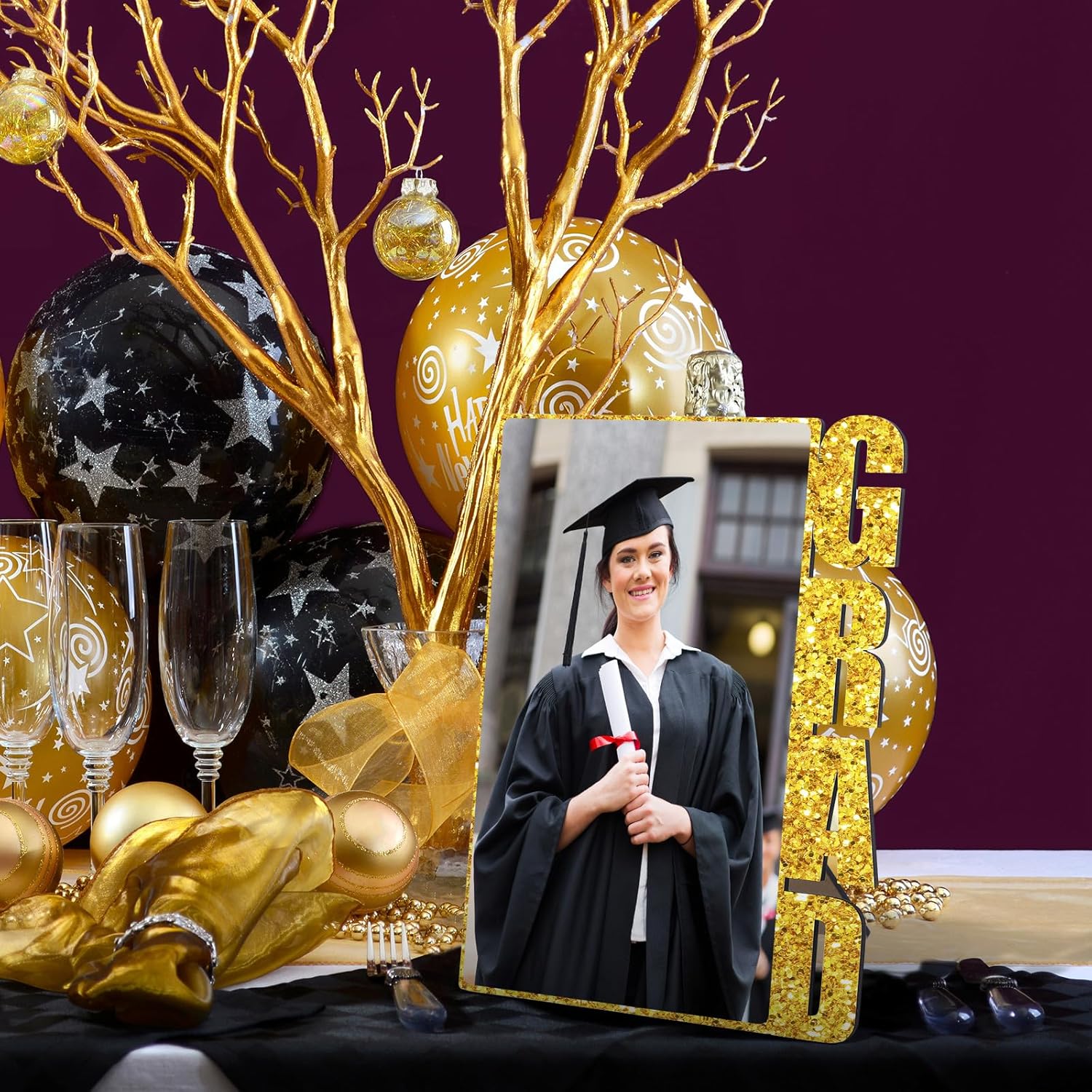 Weysat 6 Pcs Graduation Sublimation Photo Frame 2026 Middle School Graduation Sublimation Blanks Picture Frame for Middle School Grad Gift DIY Photo Sign Poster Desktop Souvenir Custom