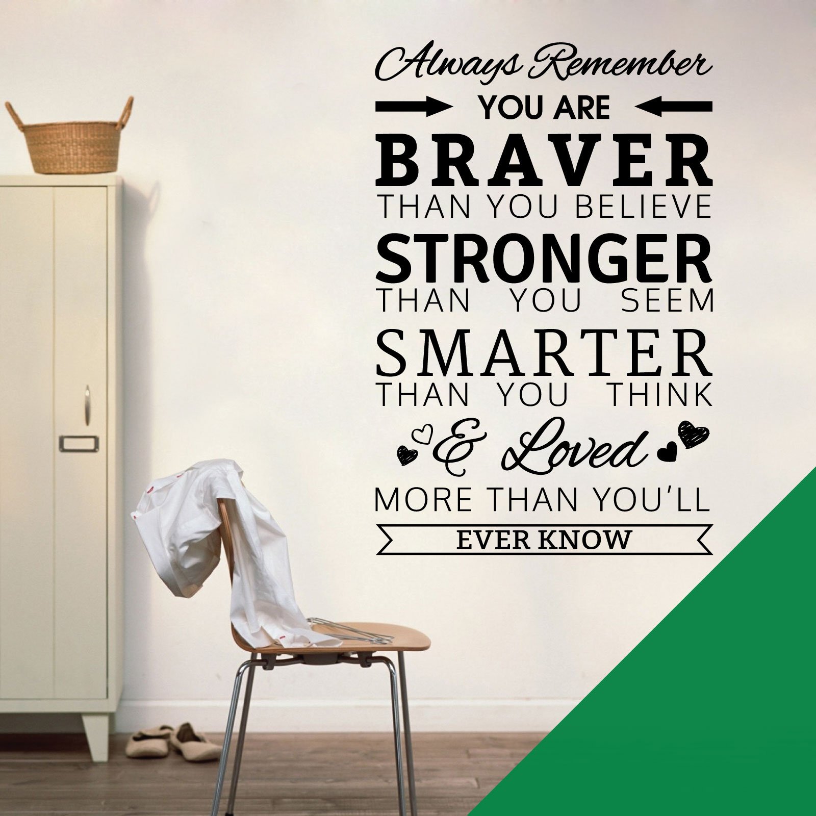 Always Remember, You are Braver Than You Believe, Stronger Than You Seem - Quote Decal Wall Sticker [Large] [Meadow] — image 1