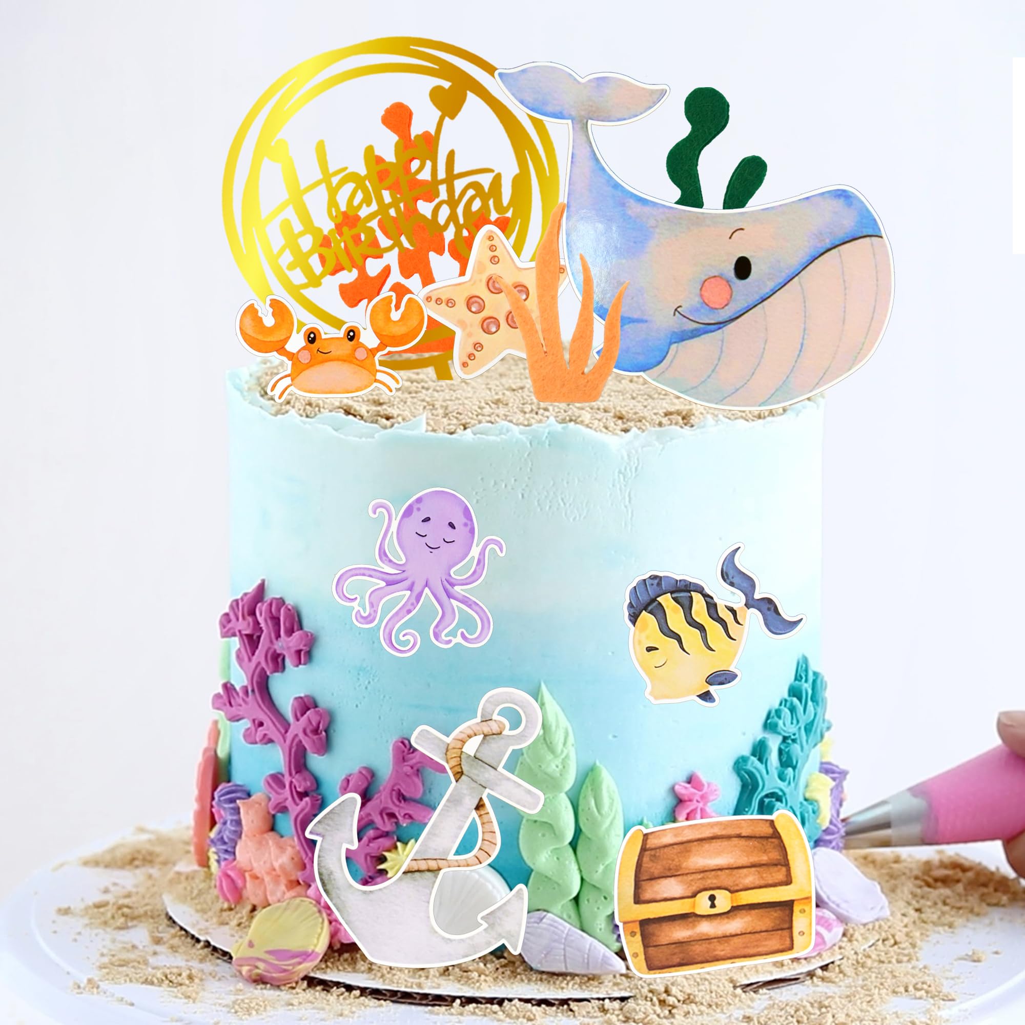 Under The Sea Ocean Birthday Cake Toppers & Party Decorations - Colorful Marine Animal Decor For Baby Shower & Theme Parties - View #9