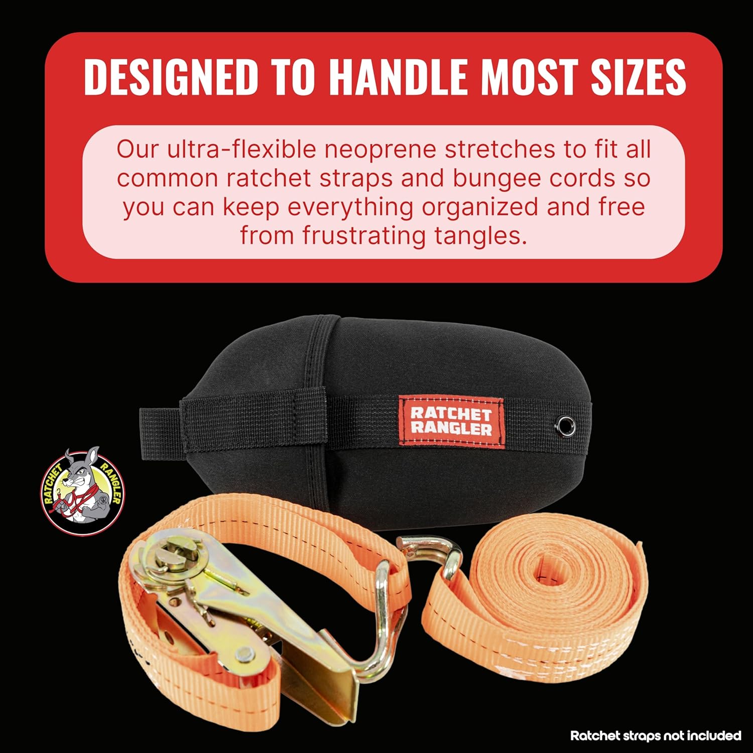 Heavy Duty Ratchet Strap Organizer Pouches (3-Pack) – Small Tie-Down Storage for Bungee Cords, Stretch Straps, Tow Ropes – RV Storage Bag for Truck, Trailer, Toolbox – Ratchet Rangler - Image 5