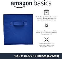 Vista 2 de Yaxa Basics, Organizadores de almacenamiento en forma de cubo con asas, tela plegable, paquete de 6, 26,6 x 26,6 x 27,9 cm, azul marino