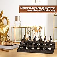 Vista 4 de Juexica Soporte de anillo de madera de 18 dedos Soporte de anillo de dedo de madera para vender expositores de joyas Escaparate para almacenamiento