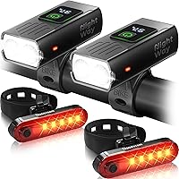 Vista 12 de Bike Lights Set, LED Super Bright USB-C Rechargeable Headlight & Taillight, Waterproof Front & Rear Back Bicycle Light for Night Riding, Road &