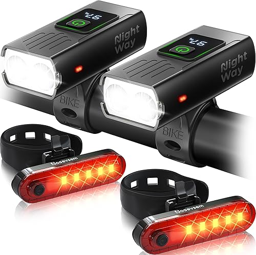 Bike Lights Set, LED Super Bright USB-C Rechargeable Headlight & Taillight, Waterproof Front & Rear Back Bicycle Light for Night Riding, Road &