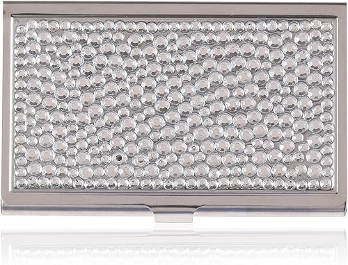 Miniatura 2 de Purely - Estuche para tarjetas de visita de cristal transparente de varios tamaños, hecho a mano, diseño de diamantes de imitación, 4.8 x 2.5 x 0.5