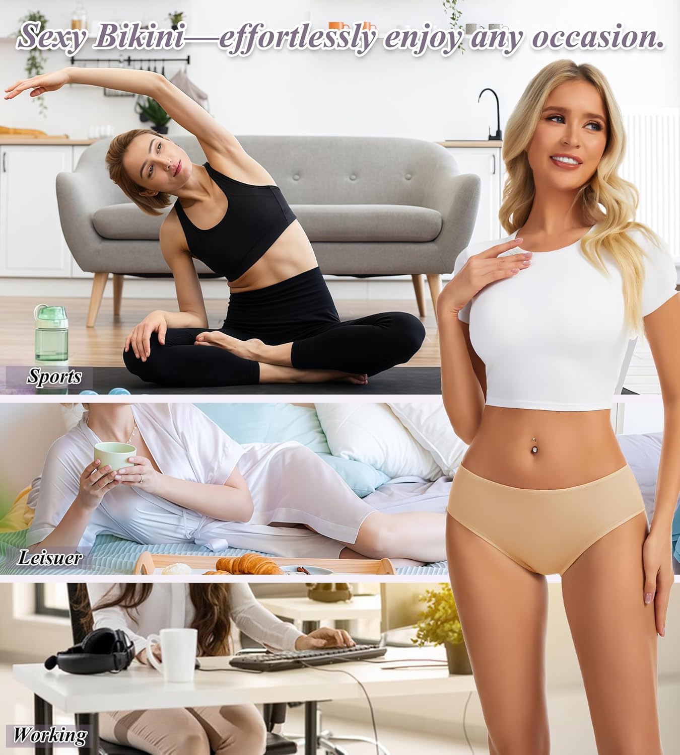 Womens Cotton Underwear Hispter Soft Bikini Panties Breathable Stretch Low Rise Ladies Multipack - Image 2