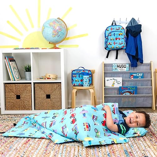 Miniatura 4 de Wildkin El tapete original para siesta viene con almohada extraíble de respaldo (trenes, aviones y camiones)