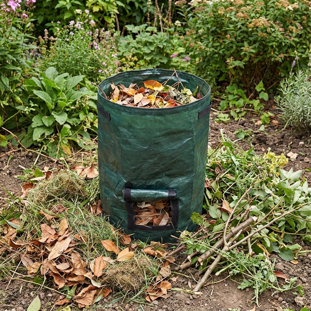 2-Pack 80 Gallon Garden Compost Bin Bags, Reusable Outdoor Compost Bags for Kitchen and Yard Waste, Durable PE Material, Easy Assembly for Home Composting