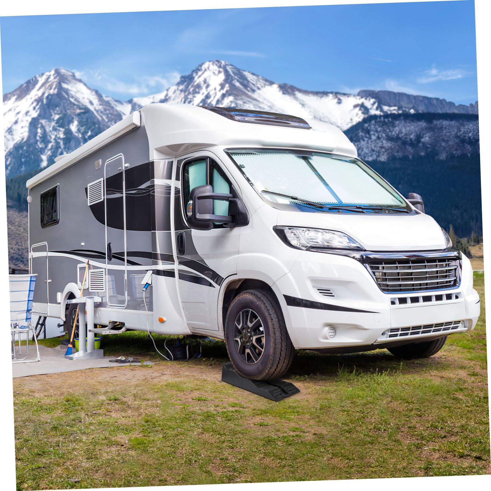 Cabilock 2 piezas Cuñas Niveladoras para Autocaravanas Bloques de Plástico Hdpe Triple para Remolques y Caravanas Rampas Resistentes hasta Toneladas Estabilidad Terreno Irregular