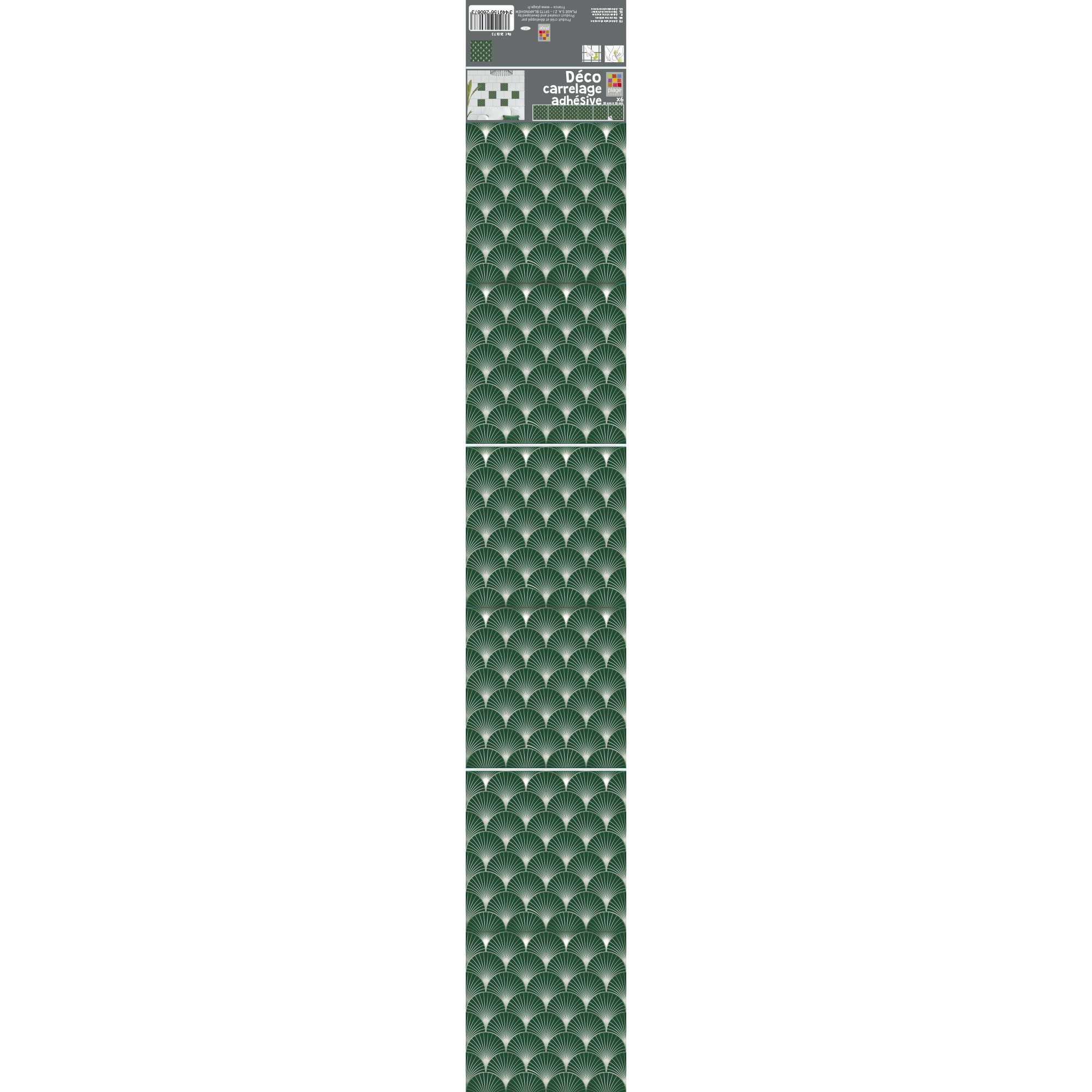 Décoration adhésive pour CARRELAGE 260673 Tile Decorative Adhesive Vinyl Green 15 x 15 cm