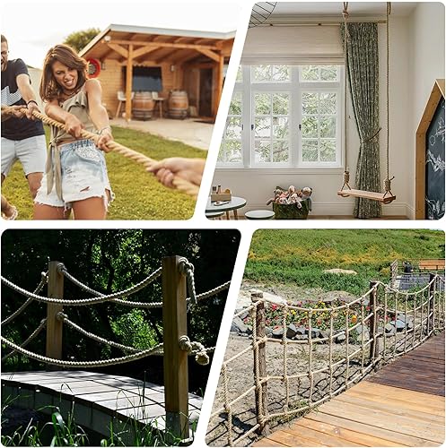 Vista 19 de Cuerda Manila de 3/4 pulgadas x 50 pies, cuerda gruesa trenzada para paisajismo, manualidades, deportes, marina, proyectos y amarres