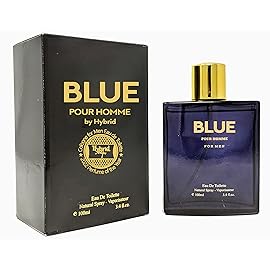 Hybrid & Company BLUE Pour Homme Cologne for Men Eau De Toilette Natural Spray Masculine Scent, 3.4 Fl Oz