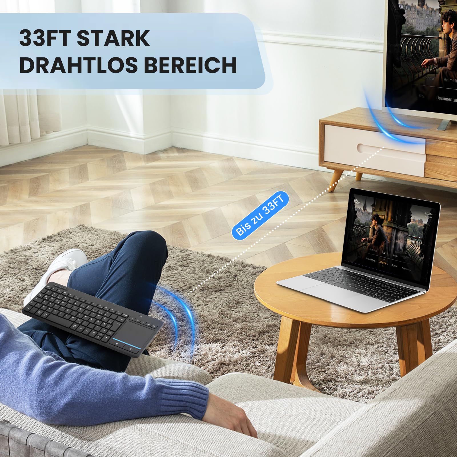 Teclado Bluetooth inalámbrico con panel táctil (Dual BT+USB 2.4G)