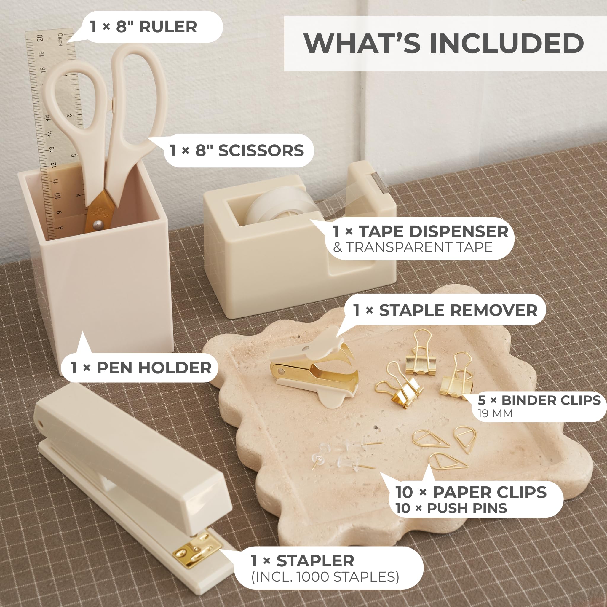 KIBAGA Set di accessori da scrivania estetici moderni, eleganti organizer per forniture per ufficio