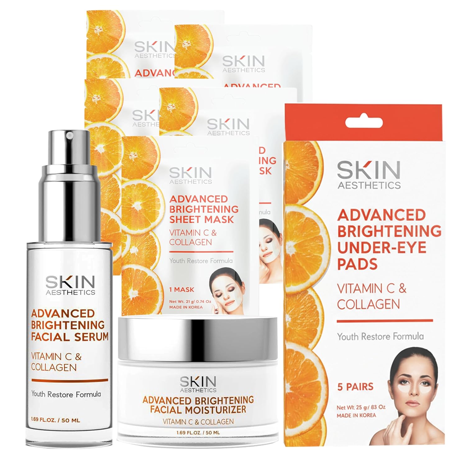 korean skincare set with vitamin C and collagen