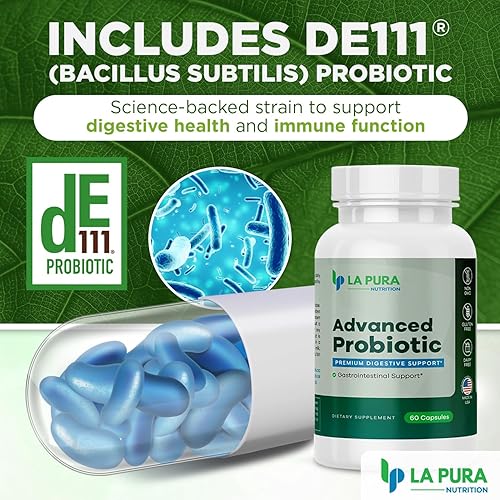 Miniatura 5 de LaPura Probiótico avanzado  Apoyo digestivo premium para la salud intestinal e inmune, 60 cápsulas  5.75 mil millones de probióticos UFC, incluyendo
