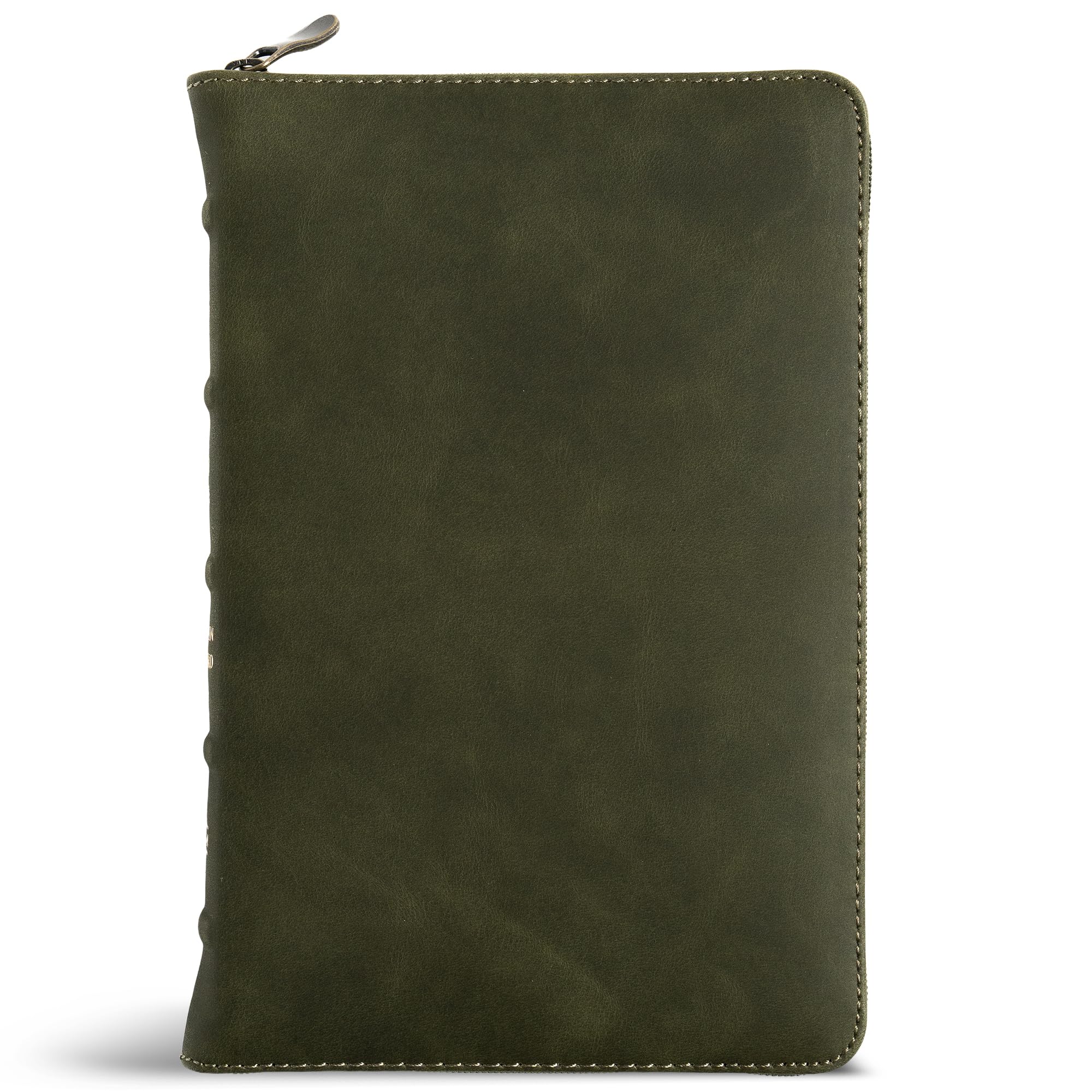 CSB Personal Size Bible, Holman Handcrafted Collection, Zipper Closure, Olive Premium Calfskin