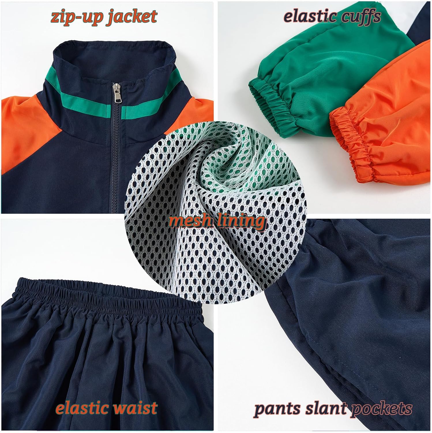 LOLANTA Unisex Kids 80s Tracksuit Hip Hop Dance Outfit Boys Girls Oversized Color Block Jacket Pants 2 Piece Clothing Set